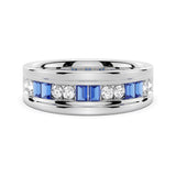 7.5mm Sapphire And Moissanite Men's Wedding Band