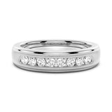 7mm Brush Finish Channel Set Moissanite Men's Wedding Band