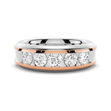 8mm Two-Tone Channel Set Moissanite Men's Wedding Band - MSBLUE Jewelry