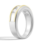 8mm Two-Tone Channel Set Moissanite Men's Wedding Band - MSBLUE Jewelry