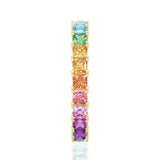 Square Half Rainbow Gemstones Half White Stones Eternity Band