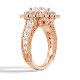 Vintage Double Halo Princess Cut Moissanite Engagement Ring