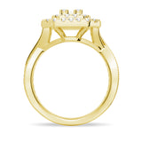 Vintage Double Halo Moissanite  Baguette & Round Engagement Ring
