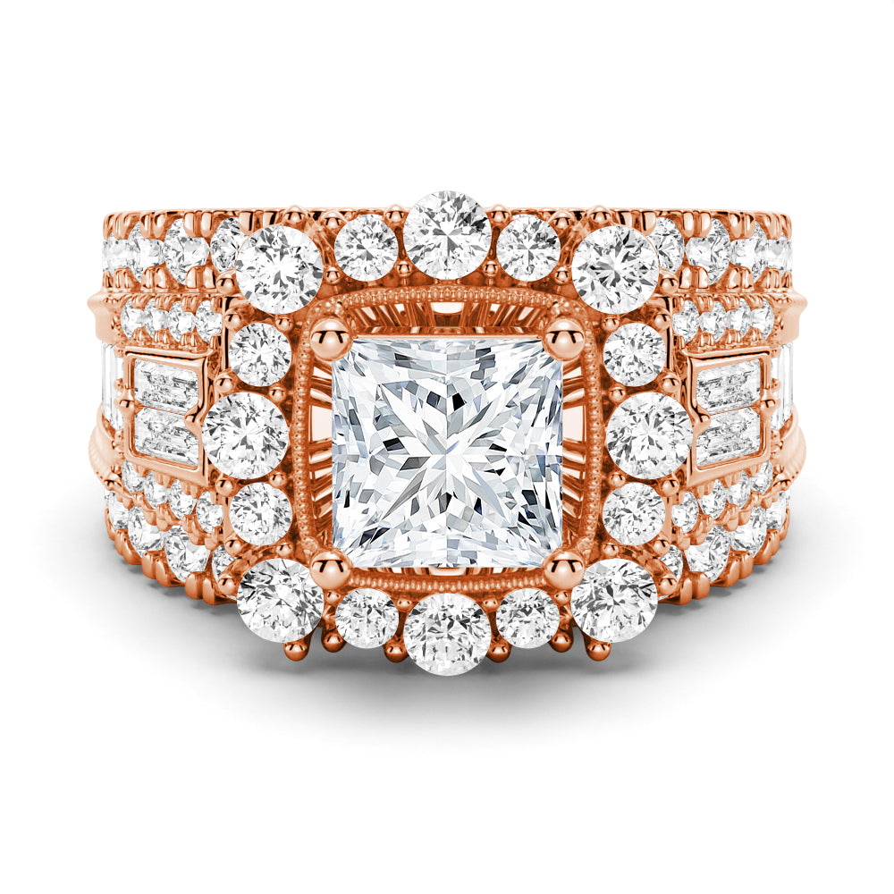 Multi-Stone Princess Cut Moissanite Vintage Engagement Ring