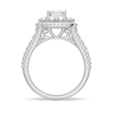 Triple Halo Vintage Princess Cut Moissanite Ring With Triple Row Pave Band - MSBLUE Jewelry