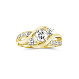 Swirl Design Vintage Three Stone Moissanite Engagement Ring