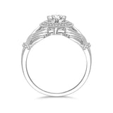 Heart Crown Round Moissanite Engagement Ring With Hugging Hands