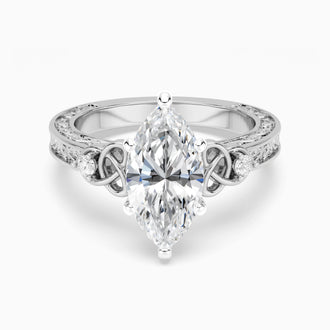 Vintage Celtic Knots Design Marquise Moissanite Engagement Ring