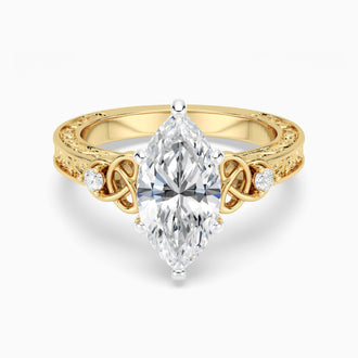Vintage Celtic Knots Design Marquise Moissanite Engagement Ring