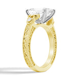 Vintage Celtic Knots Design Emerald Cut Moissanite Engagement Ring
