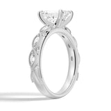 Vintage Infinity Milgrain Emerald Cut Moissanite Engagement Ring