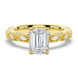 Vintage Infinity Milgrain Emerald Cut Moissanite Engagement Ring