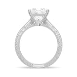 Vintage Princess Cut Moissanite Engagement Ring With Milgrain Edges