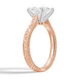 Vintage Two-Tone Princess Cut Moissanite Engagement Ring With Milgrain Edges