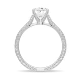 Vintage Two-Tone Oval Moissanite Engagement Ring With Milgrain Edges