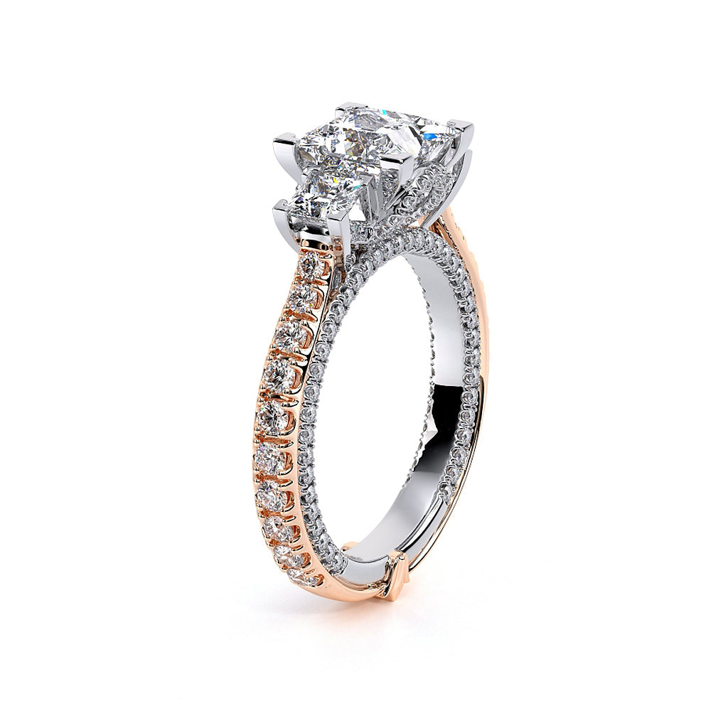 Vintage Two-Tone Three Stone Princess Cut Moissanite Engagement Ring