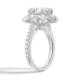 Vintage Art Deco Floral Halo Round Moissanite Engagement Ring