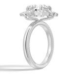 Vintage Art Deco Milgrain Halo Round Moissanite Engagement Ring