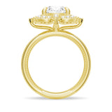 Vintage Art Deco Milgrain Halo Round Moissanite Engagement Ring