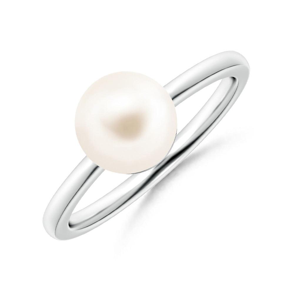 8mm Classic Freshwater Cultured Pearl Solitaire Ring - MSBLUE Jewelry