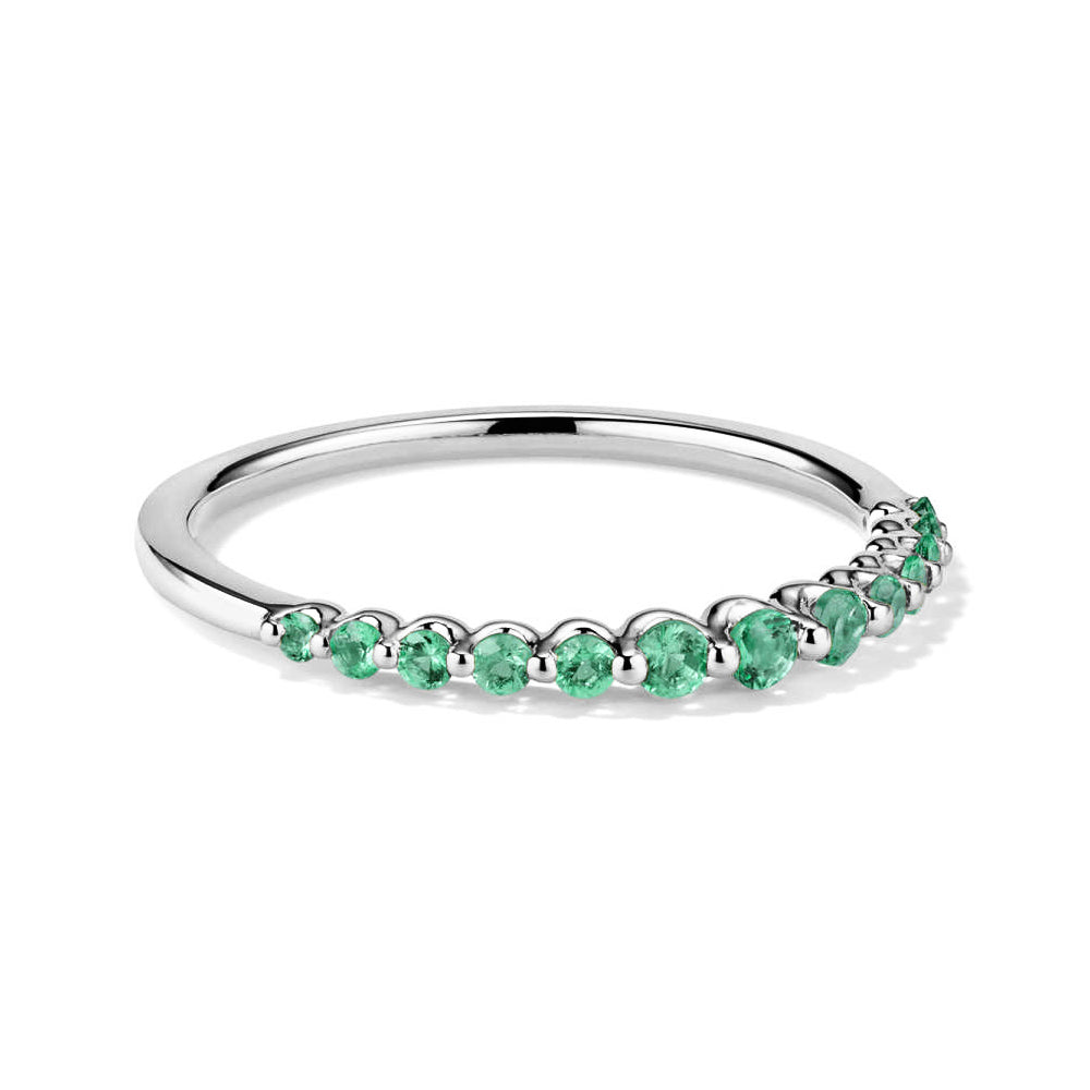 Graduated Lab Grown Emerald Gemstone Ring