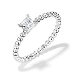 Princess Cut Lab Grown Diamond Ring With Beaded Band - MSBLUE Jewelry