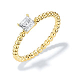 Princess Cut Lab Grown Diamond Ring With Beaded Band - MSBLUE Jewelry