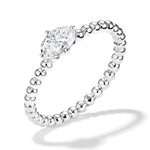 East-West Oval Shaped Lab Grown Diamond Ring With Beaded Band - MSBLUE Jewelry