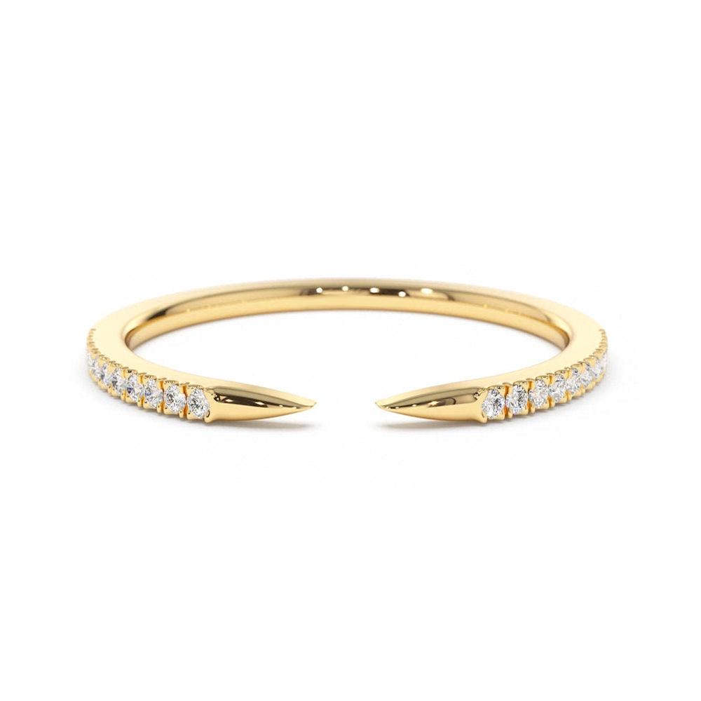 Pavé Diamonds Claw Stacking Open Ring - MSBLUE Jewelry