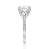 Cushion Cut Moissanite Filigree with Baguettes Vintage Engagement Ring