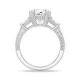 Cushion Cut Moissanite Filigree with Baguettes Vintage Engagement Ring