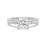 Round Moissanite Engagement Ring With Split Prong Side Accents