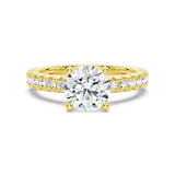 Round Moissanite Engagement Ring With Split Prong Side Accents