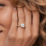 Moissanite Princess Cut Engagement Ring With Hidden Halo