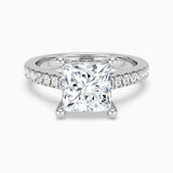 Moissanite Princess Cut Engagement Ring With Hidden Halo