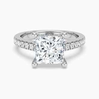 Moissanite Princess Cut Engagement Ring With Hidden Halo