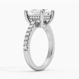 Moissanite Princess Cut Engagement Ring With Hidden Halo