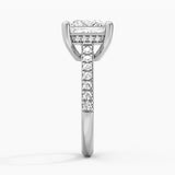 Moissanite Princess Cut Engagement Ring With Hidden Halo