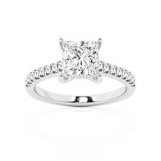 Princess Cut Moissanite Engagement Ring With Hidden Halo - MSBLUE Jewelry