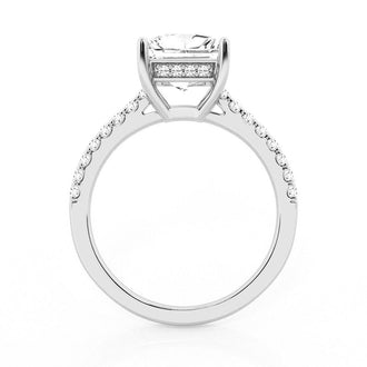 Princess Cut Moissanite Engagement Ring With Hidden Halo - MSBLUE Jewelry