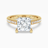 Moissanite Princess Cut Engagement Ring With Hidden Halo