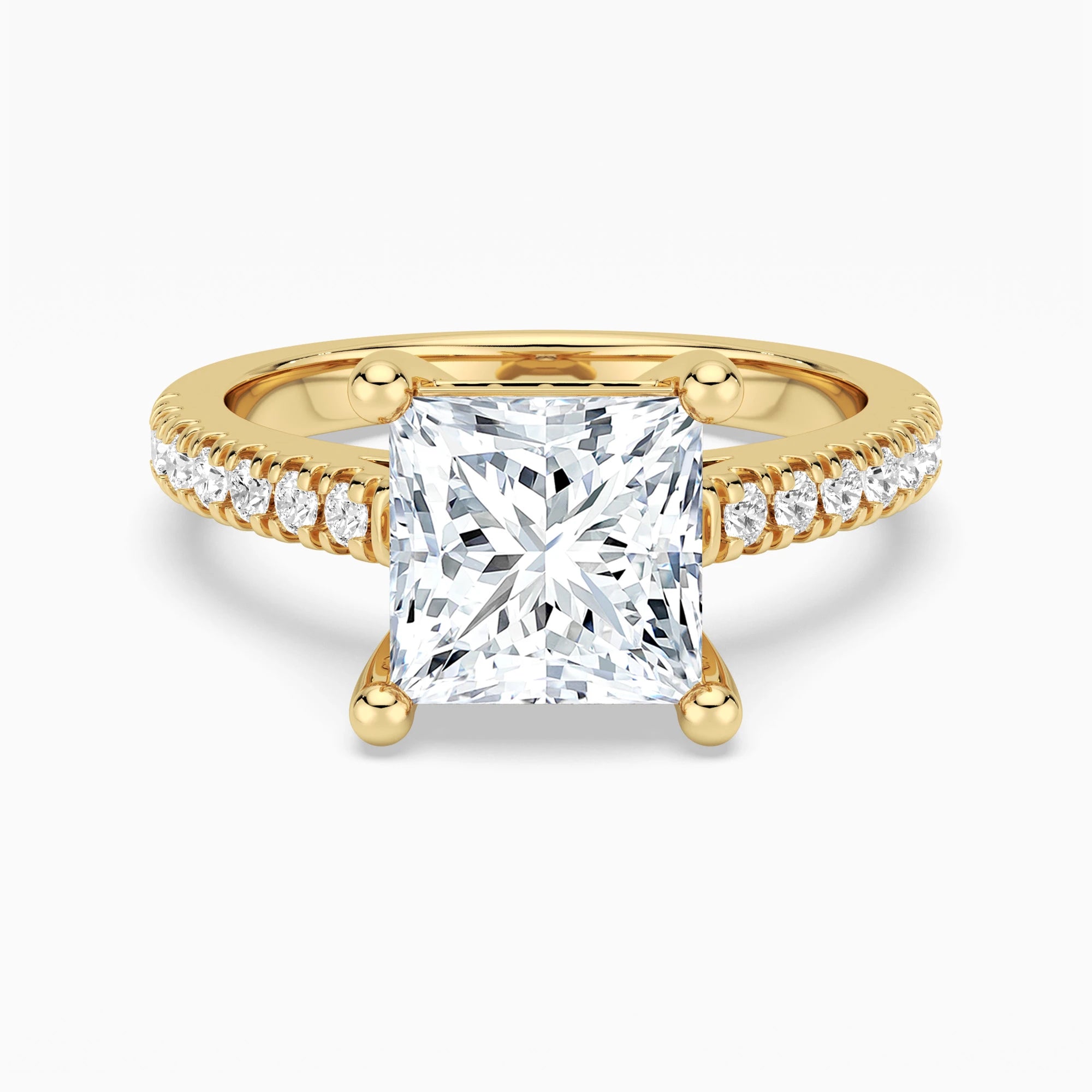 Moissanite Princess Cut Engagement Ring With Hidden Halo