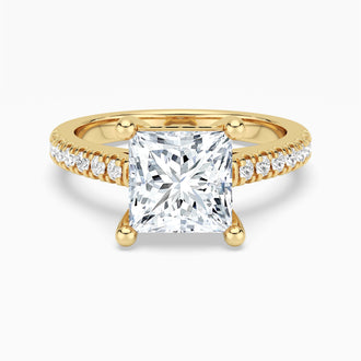Moissanite Princess Cut Engagement Ring With Hidden Halo