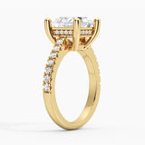 Moissanite Princess Cut Engagement Ring With Hidden Halo