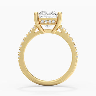 Moissanite Princess Cut Engagement Ring With Hidden Halo