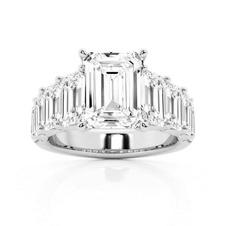 Multi-Stone Emerald Cut Moissanite Vintage Engagement Ring - MSBLUE Jewelry