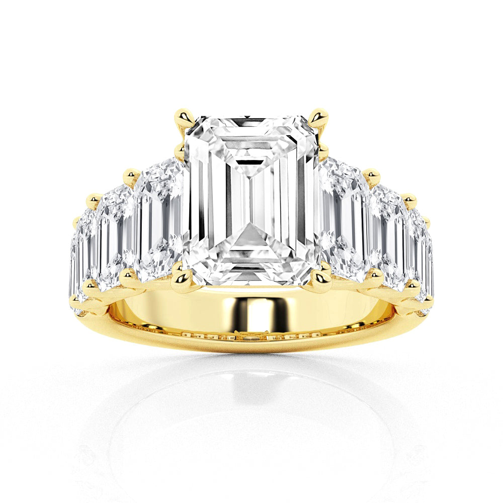 Multi-Stone Emerald Cut Moissanite Vintage Engagement Ring