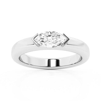 1 CT. Marquise Cut Moissanite Half Bezel Stackable Wedding Ring - MSBLUE Jewelry