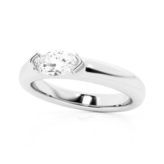 1 CT. Marquise Cut Moissanite Half Bezel Stackable Wedding Ring