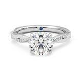 Twisted Band Round Moissanite Engagement Ring with Hidden Anniversary Stone Accent - MSBLUE Jewelry